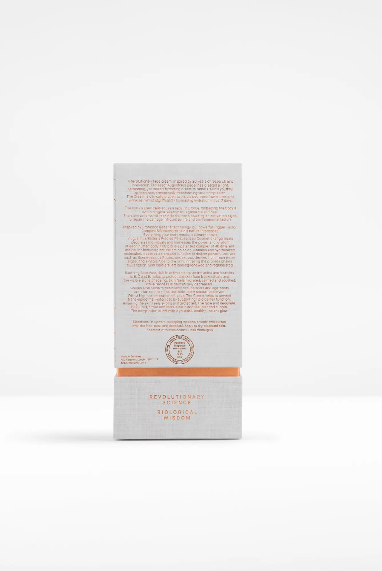 Reverse of The Cream carton showing full product copy