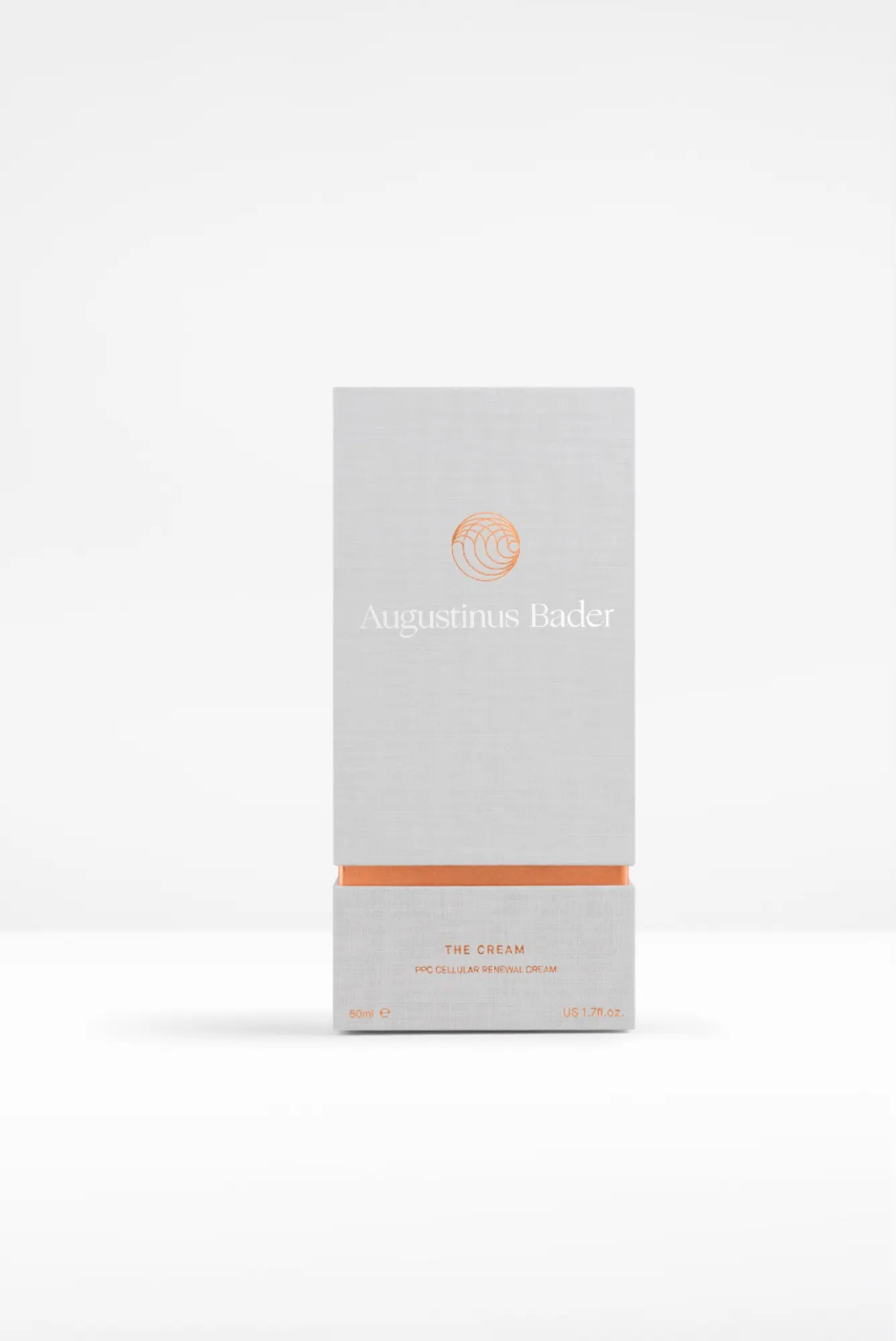 The Cream carton, front face with copper foil band